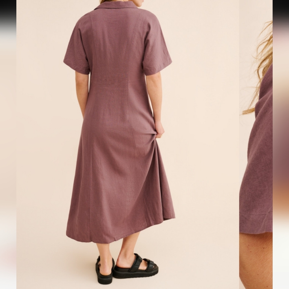 Madewell Plum Button-Down Midi Dress - Picture 2 of 5